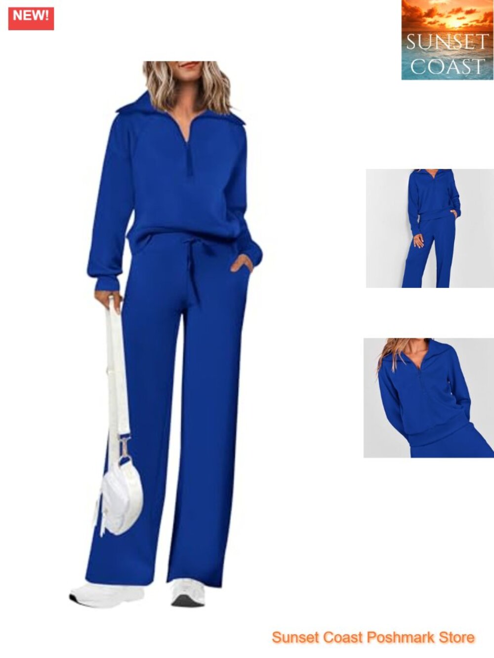 Women's 2 Piece Lounge Set Half Zip Sweatshirt Palazzo Pants Tracksuit